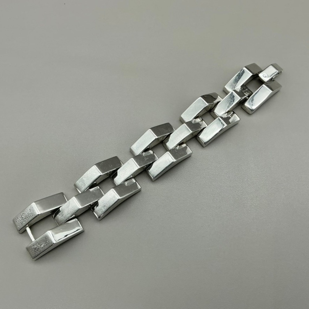 Silver Link Chain Bracelet - Polished Geometric Links